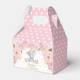 Ballotins Flore rose pâle Eléphant d'anniversaire Merci