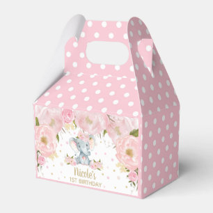 Ballotins Flore rose pâle Eléphant d'anniversaire Merci