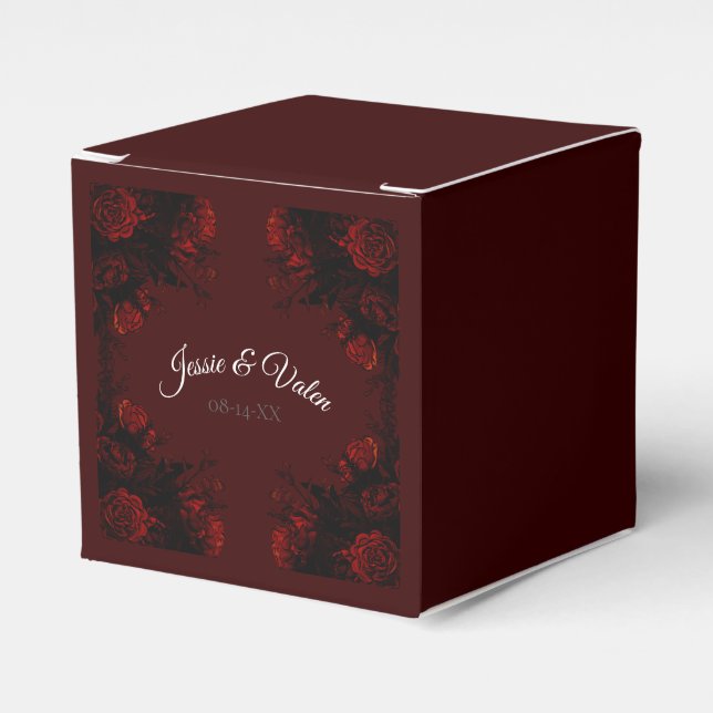 Ballotins Flore rouge profond Élégant Mariage gothique (Verso)