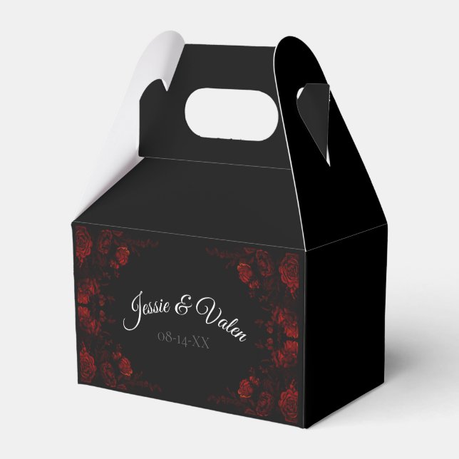 Ballotins Flore rouge profond Élégant Mariage gothique (Verso)