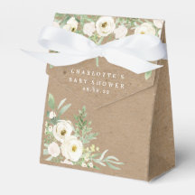 Foliage rustique et Ballotin de Baby shower blanc