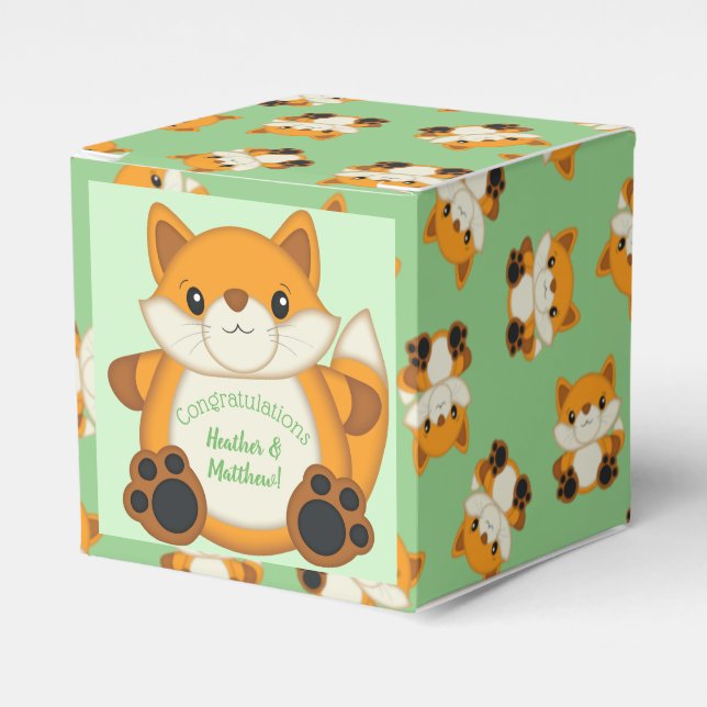 Ballotins Fox Baby shower Green (Verso)
