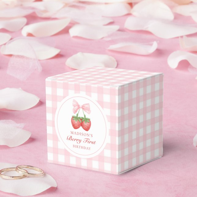 Ballotins Fraise Pink Bow Girl 1er anniversaire (Mariage)