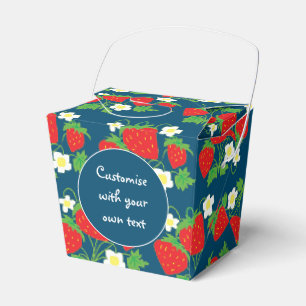 Ballotins Fraises et fleurs Bleu Texte personnalisé Favoris