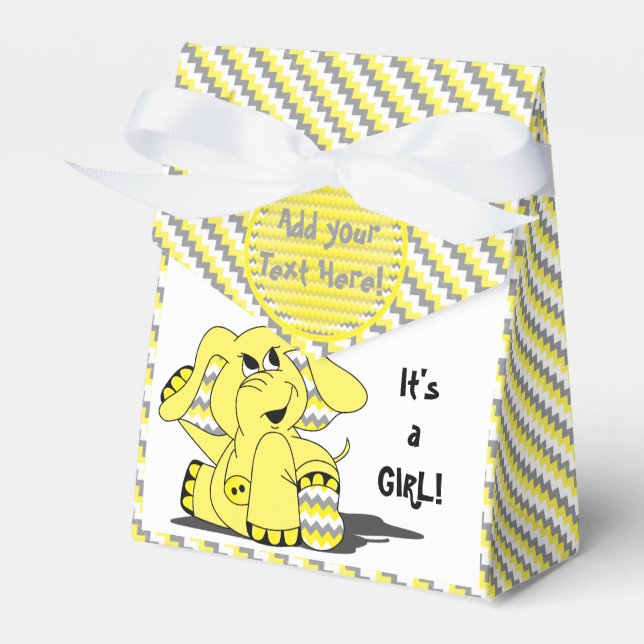 Ballotins Funny Jaune Chevron Silly Elephant Party FavorBox (Verso)