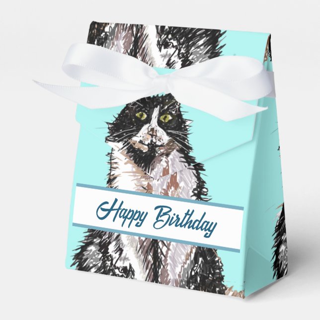 Ballotins Gâteau d'anniversaire de chats noirs et blancs Tux (Verso)
