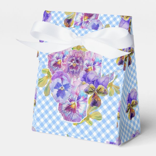 Ballotins Gâteau de mariage floral En vichy Pansy bleu (Verso)