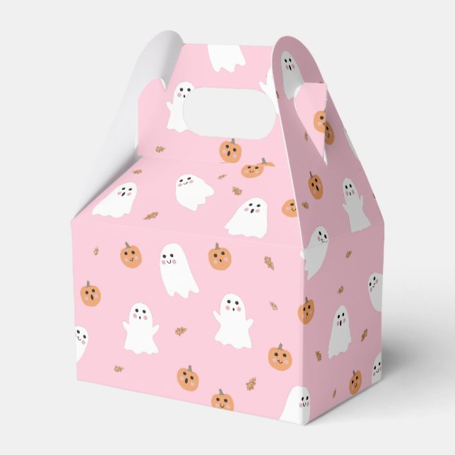 Ballotins Ghost mignon et Citrouille Motif d'Halloween rose (Verso)