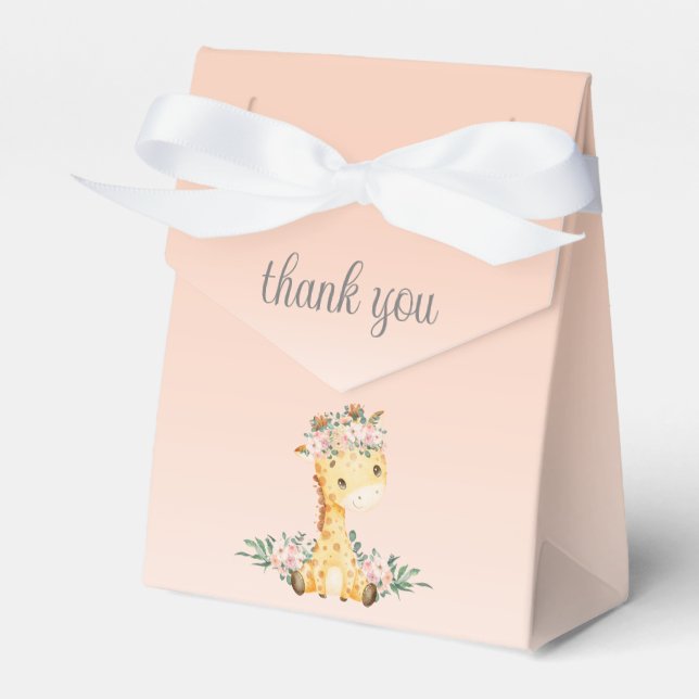 Ballotins Giraffe florale mignonne fille Baby shower Merci (Verso)