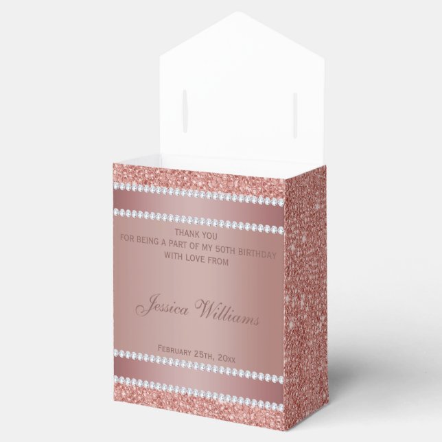 Ballotins Glitzy Rose Gold & Diamond Gem fête d'anniversaire (Ouvert)