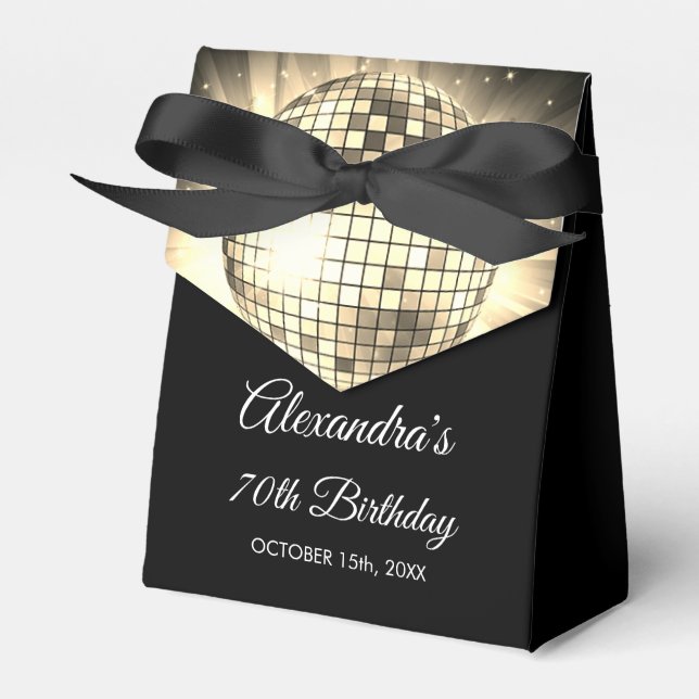 Ballotins Gold 70th Birthday Party 70's Disco Ball (Verso)