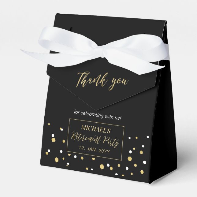 Ballotins Gold & Black Confetti Parti de retraite moderne (Verso)