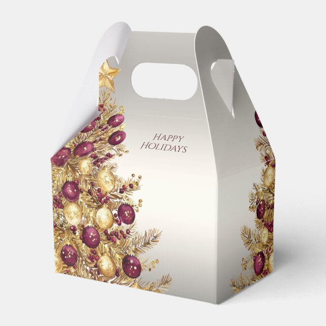 Ballotins Gold Burgundy Christmas Tree boîte cadeau de vacan (Verso)