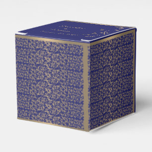 Ballotins Gold et Navy Blue Filigree Wedding Favor Box