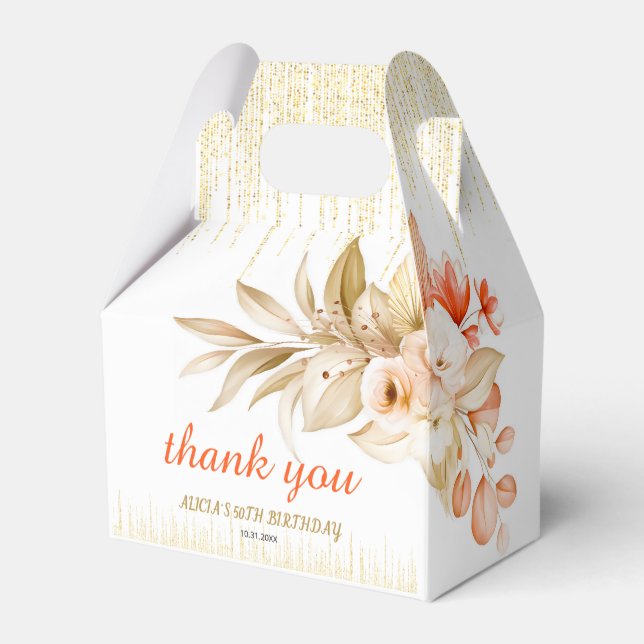 Ballotins Gold Glitter Chain Yellow Orange Flower Birthday  (Arrière)