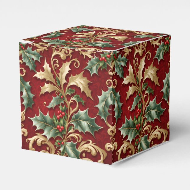 Ballotins Gold Green Feuille Red Christmas Holiday Box cadea (Verso)