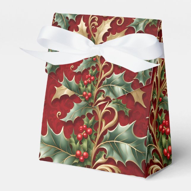 Ballotins Gold Green Feuille Red Christmas Holiday Box cadea (Verso)