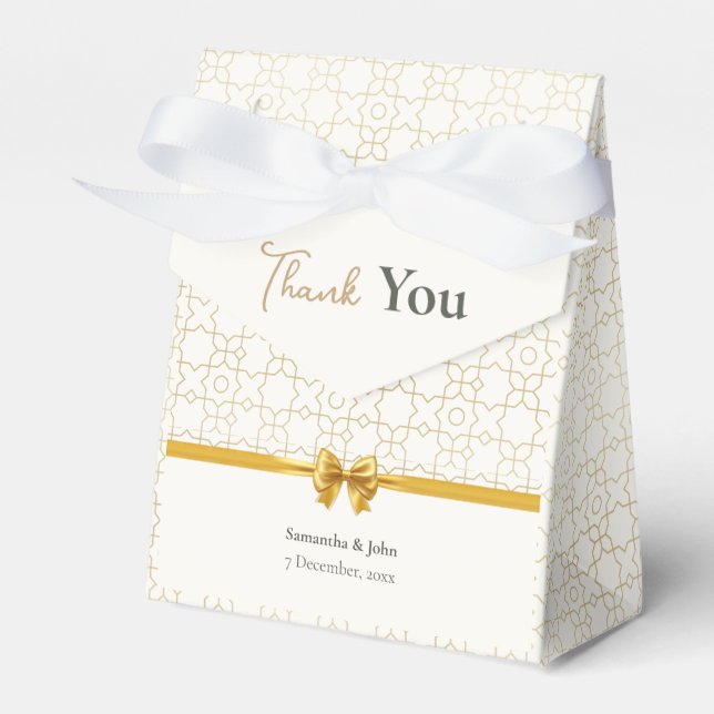 Ballotins Gold & Ivory Art Deco Pattern with Bow Wedding (Verso)