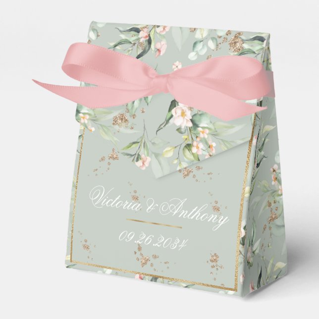 Ballotins Gold Sage Vert Aquarelle Nom Floral Mariage (Verso)