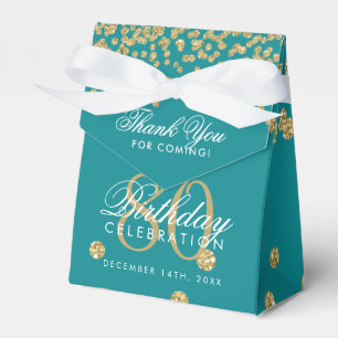 Ballotins Gold Turquoise 80e anniversaire Merci Confetti
