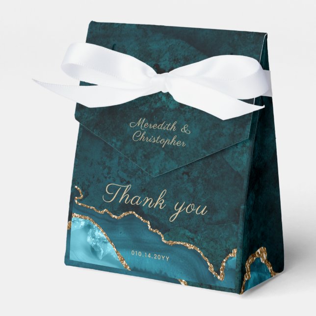 Ballotins Gold Turquoise Agate Mariage Faveur Boxes (Verso)