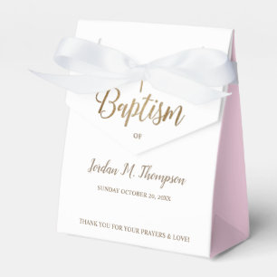 Ballotins Gold White Rose fille bébé Baptême Croix Merci