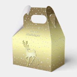 Ballotins Golden Reindeer Snowy Holiday Favor Box
