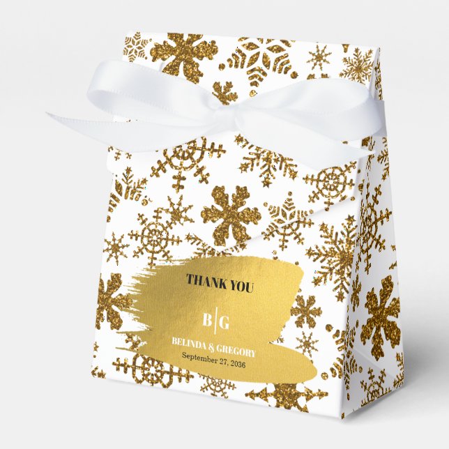 Ballotins Golden Snowflakes Festive Mariage de Noël (Verso)