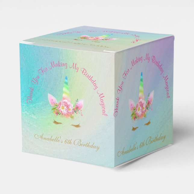 Ballotins Golden Unicorn Rainbow Merci Cupcake Box (Verso)