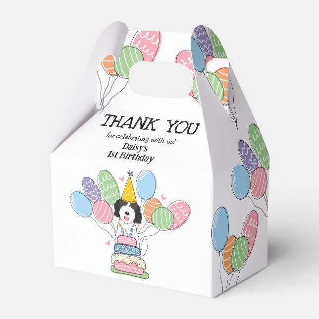 Ballotins Goldendoodle Chien Anniversaire Merci Ballotin (Verso)