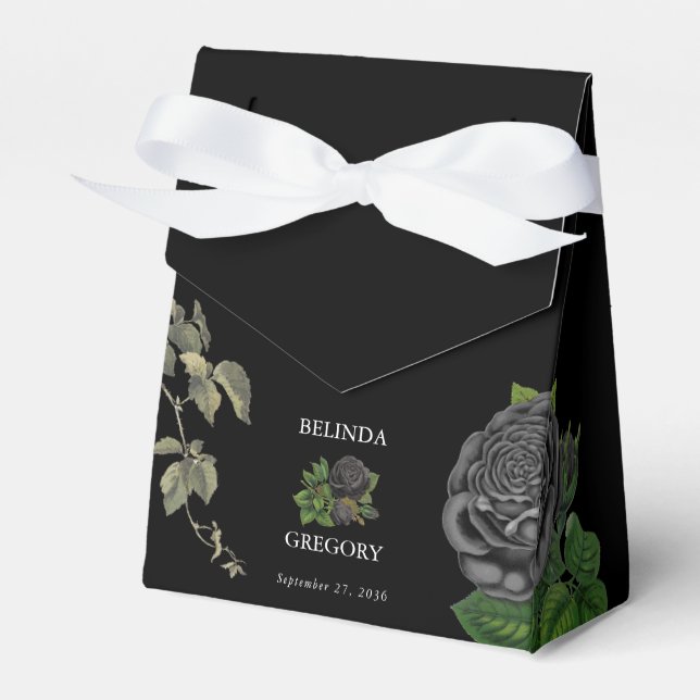 Ballotins Gothique Halloween Rose noir Mariage (Verso)