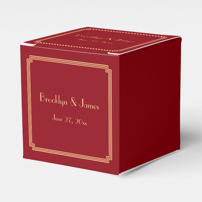 Ballotins Great Gatsby Art Déco Mariage Rouge Favoriser Boît (Verso)