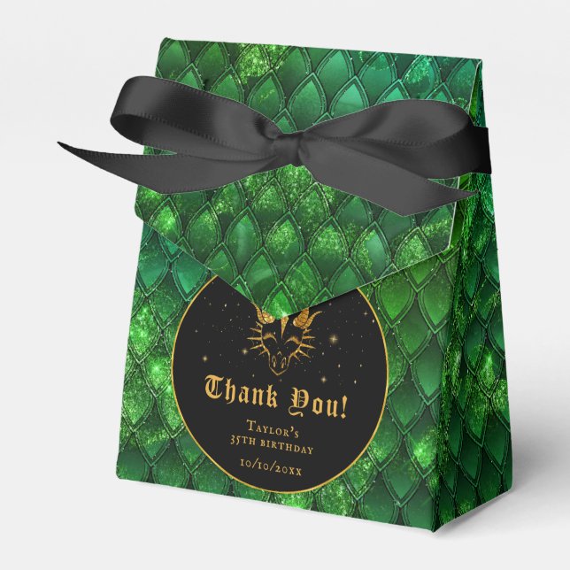 Ballotins Green Dragon Scales Or Anniversaire Merci (Verso)
