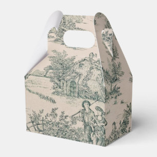 Ballotins Green French Toile Pays Canvas Party Favoriser Box