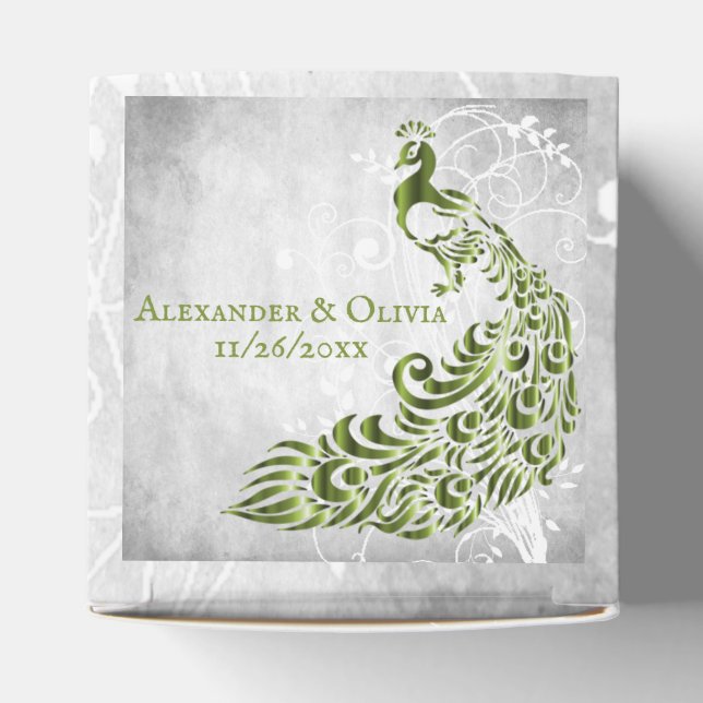 Ballotins Green Peacock Leaf Vine Mariage Faveur Box (Haut)