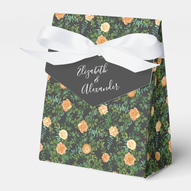 Ballotins Gris foncé Pêche Mariage Floral moderne (Verso)