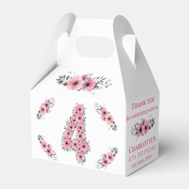 Ballotins Gros 4e anniversaire fille feuillage vert Fleurs r (Verso)