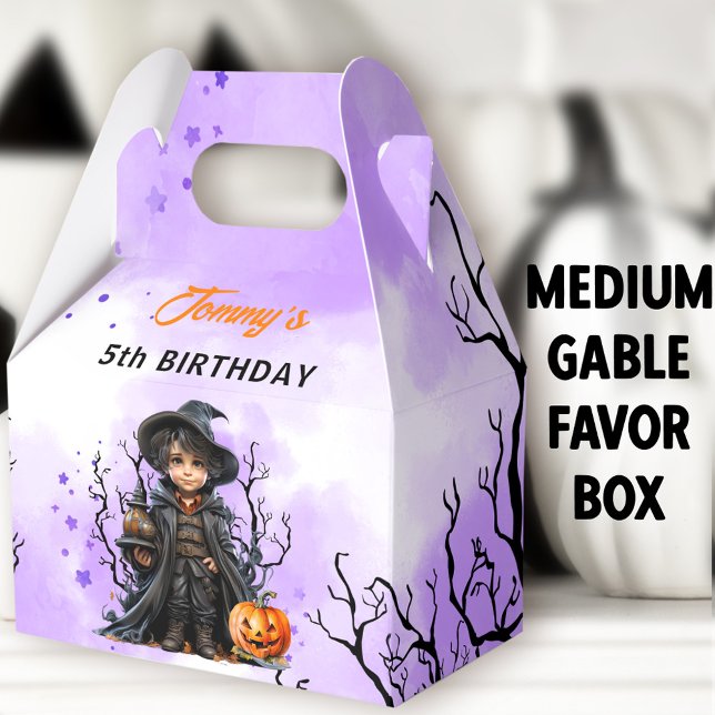 Ballotins Halloween Anniversaire mignon Petit Assistant Moye (Little Wizard Medium Gable Favor Boxes - You can choose from 3 sizes of these gable favor boxes)
