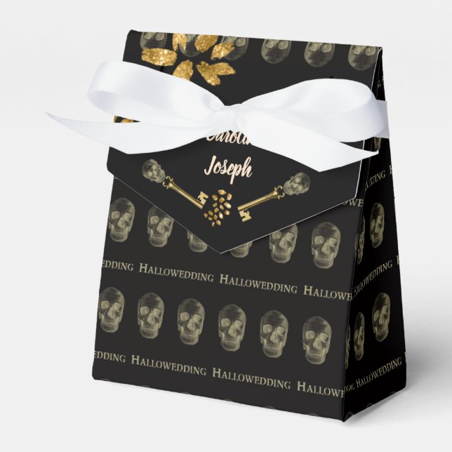 Ballotins Halloween Elegant Black & Gold Skull Keys Favorise (Verso)