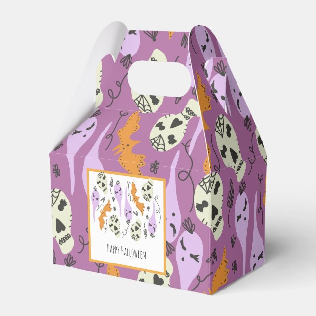 Ballotins Halloween mignon crâne fantôme Doodle Motif pourpr (Verso)