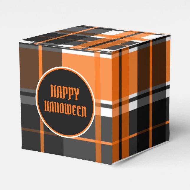 Ballotins Halloween noir orange et blanc plaid (Verso)