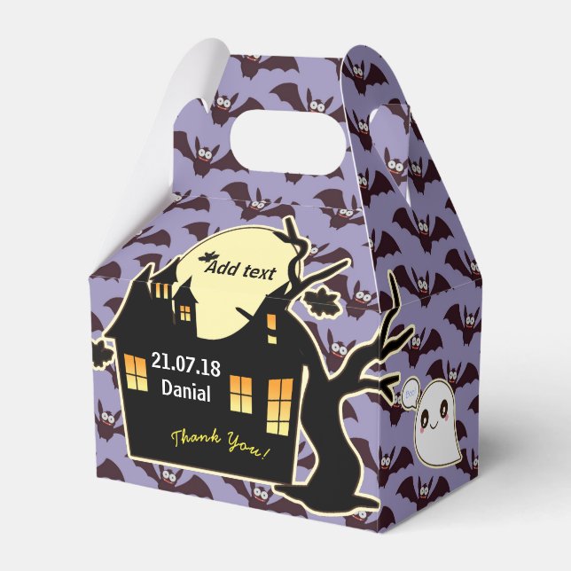 Ballotins HALLOWEEN Personnalisé Boîte Gable Maison Hantée (Verso)