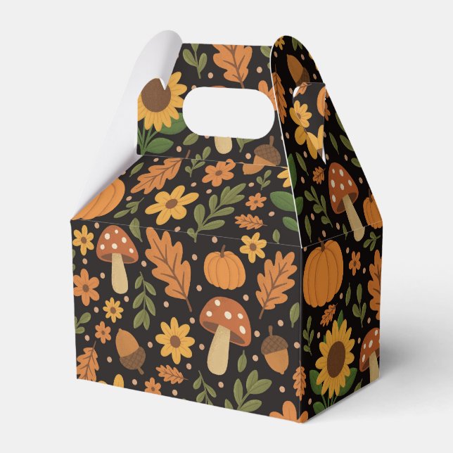 Ballotins Hand Drawn Rustic Fall Pattern Favor Box (Verso)