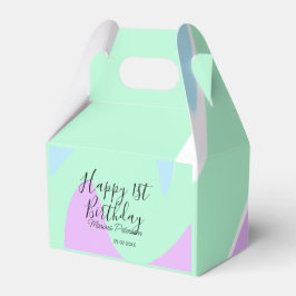 Ballotins Happy 1st birthday pink green blue acrylic pour 