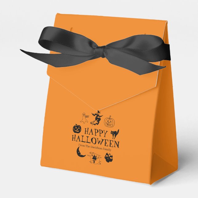 Ballotins Happy Halloween traiter nom personnalisé noir oran (Verso)