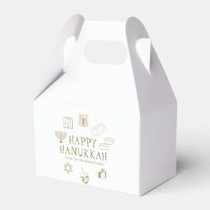 Ballotins Happy Hanoukka or blanc personnalisé nom de famil