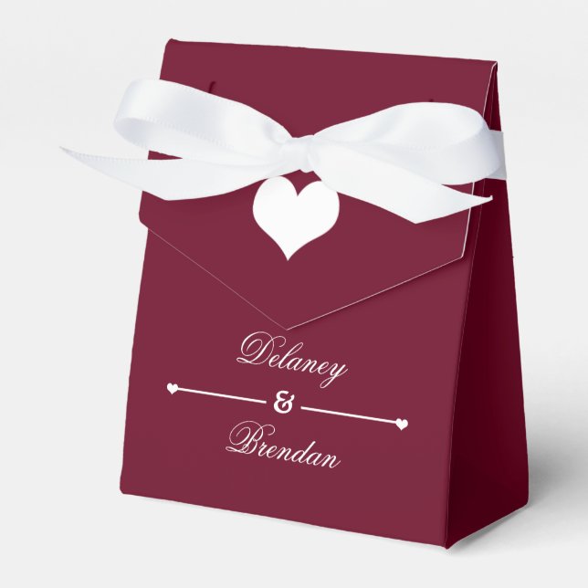 Ballotins Heartline (bordeaux) Mariage personnalisé (Verso)