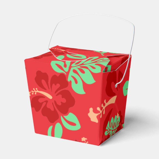 Ballotins Hibiscus tropicaux rouge et vert modèle floral (Verso)