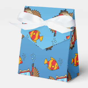 Ballotins Hibou avec masque de snorkeling et poisson tropica