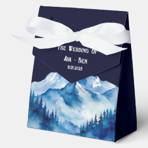 Ballotins Hiver Bleu Blanc Snowy Mountains Mariage